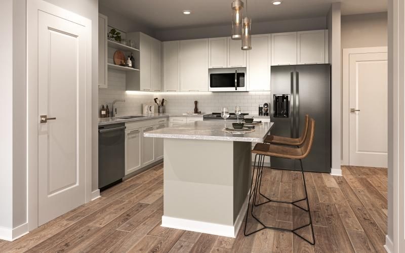 open kitchen with island seating